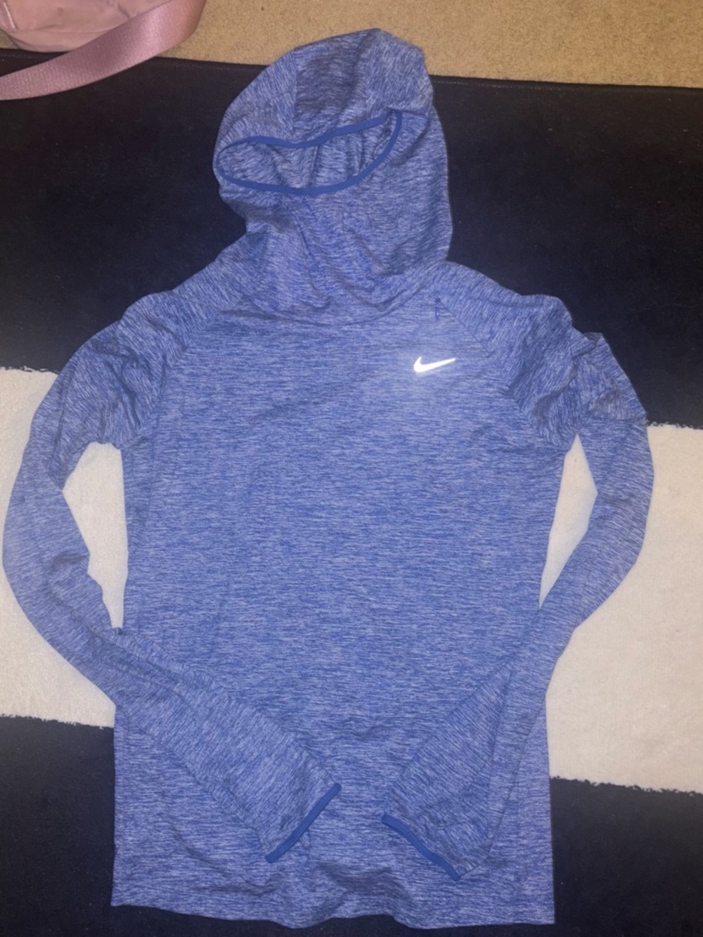 Nike Blue Heathered Hooded Long Sleeve Top